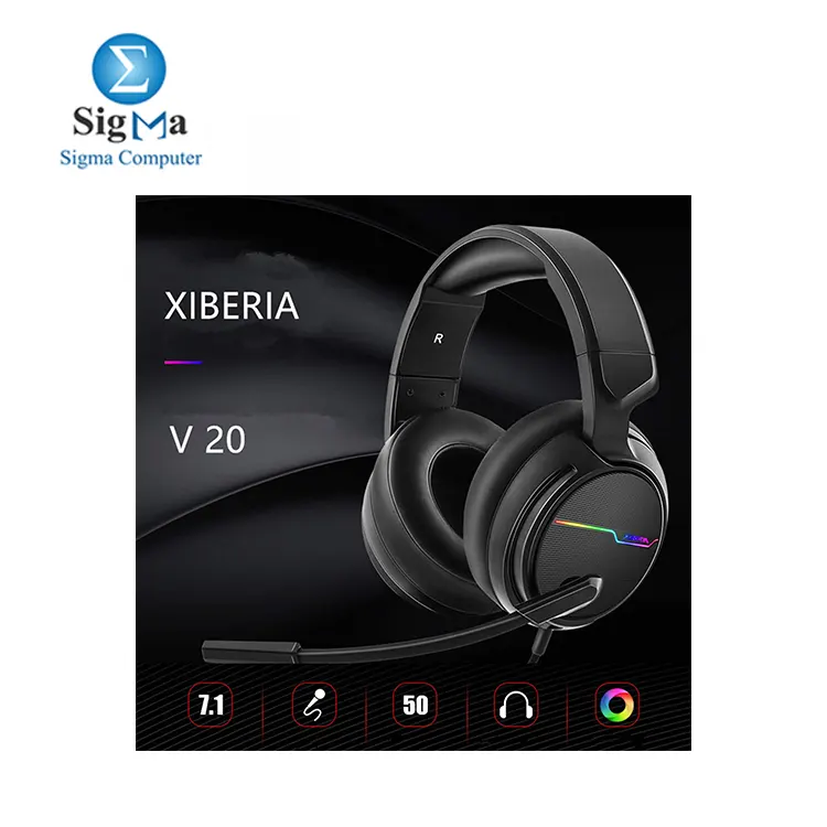 XIBERIA V20 Gaming Headset with USB Port and 7.1 Surround Sound, LED Light, Mic and Soft Earmuffs Gaming Headphone for PC Laptop Desktop